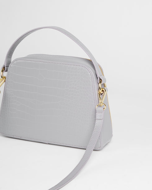 <P>Small Croc Detail Top Handle Bag</P>